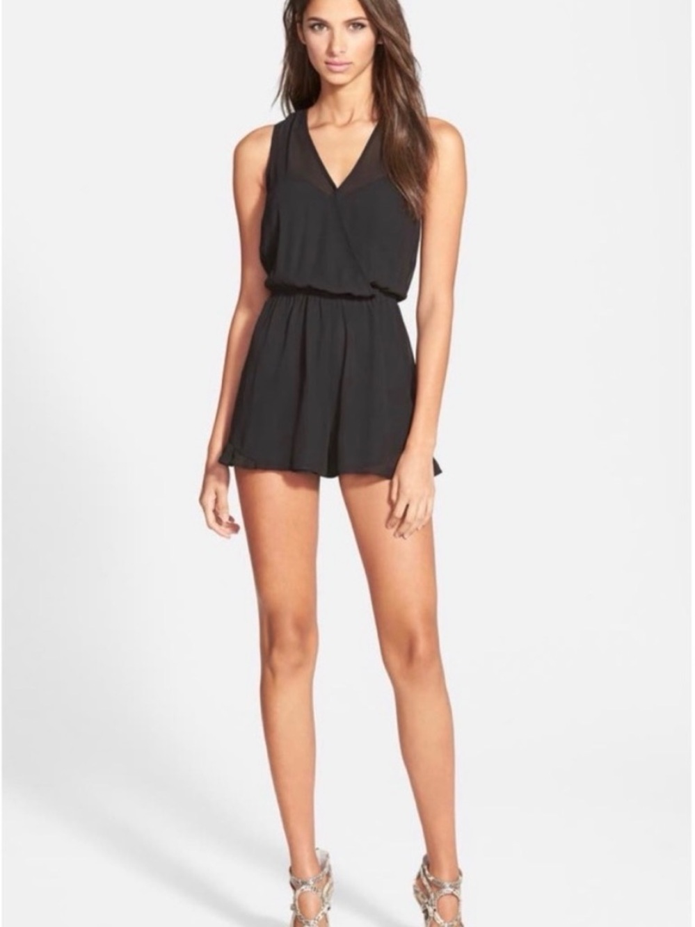 Astr Black V-Neck Sleeveless Romper